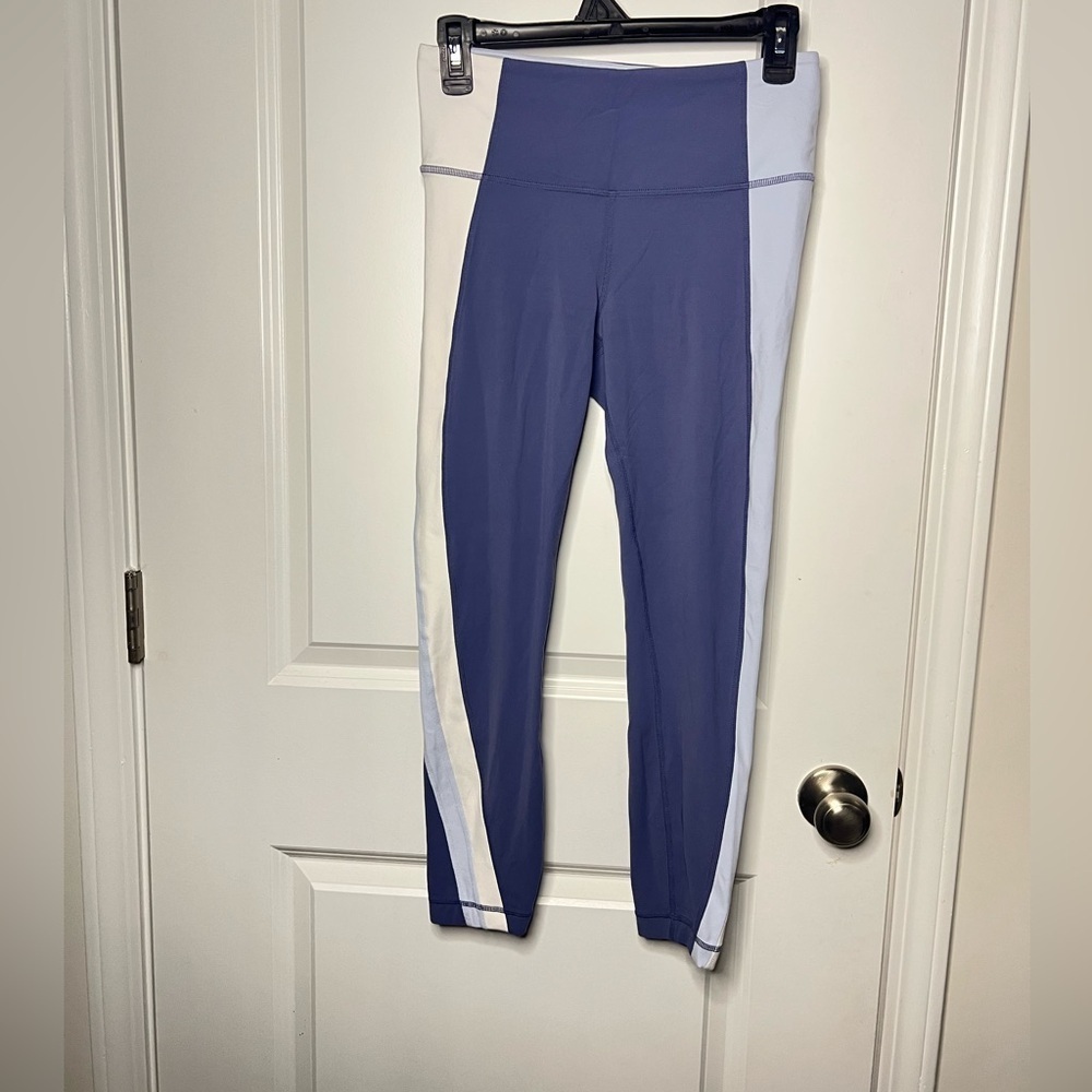 Athleta Colorblock Asymmetrical PowerVita 7/8 Leggings Tights Sz Small